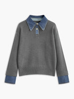 Amelie 2-in-1 Denim Collar Knit Sweater