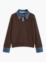 Amelie 2-in-1 Denim Collar Knit Sweater