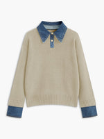 Amelie 2-in-1 Denim Collar Knit Sweater