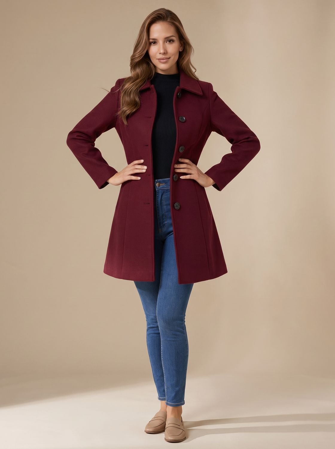 Marie A-Line Button Winter Coat