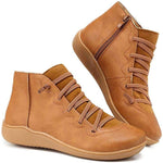 Clara Flat Lace-Up Ankle Boots with Side Zip