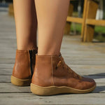 Clara Flat Lace-Up Ankle Boots with Side Zip