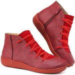Clara Flat Lace-Up Ankle Boots with Side Zip