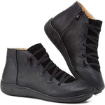 Clara Flat Lace-Up Ankle Boots with Side Zip