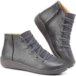 Clara Flat Lace-Up Ankle Boots with Side Zip