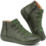 Clara Flat Lace-Up Ankle Boots with Side Zip