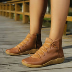 Clara Flat Lace-Up Ankle Boots with Side Zip