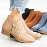 Mia Low-Heel Ankle Boots with Side Zip