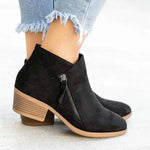Mia Low-Heel Ankle Boots with Side Zip