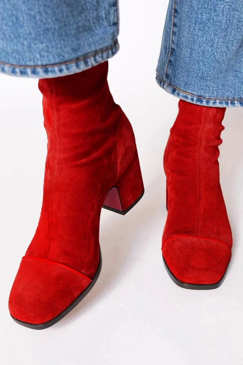 Lena Suede Block Heel Ankle Boots with Leopard-Print Cap Toe