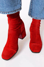 Lena Suede Block Heel Ankle Boots with Leopard-Print Cap Toe