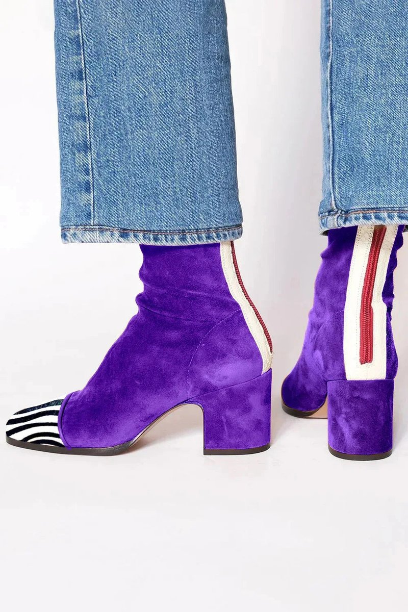 Lena Suede Block Heel Ankle Boots with Leopard-Print Cap Toe