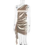 Emilia Asymmetric One-Shoulder Satin Mini Dress
