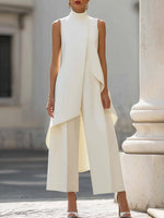 Annika Asymmetric High-Collar Two-Piece Set