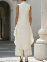 Annika Asymmetric High-Collar Two-Piece Set