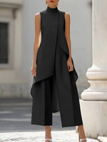 Annika Asymmetric High-Collar Two-Piece Set
