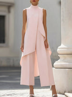 Annika Asymmetric High-Collar Two-Piece Set