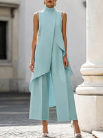 Annika Asymmetric High-Collar Two-Piece Set