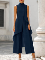 Annika Asymmetric High-Collar Two-Piece Set