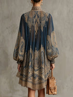 Sophie Baroque Chiffon High-Neck Dress