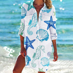 Mia Tie-Dye Relaxed Long-Sleeve Shirt Dress