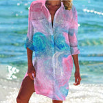 Mia Tie-Dye Relaxed Long-Sleeve Shirt Dress