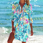 Mia Tie-Dye Relaxed Long-Sleeve Shirt Dress
