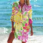 Mia Tie-Dye Relaxed Long-Sleeve Shirt Dress