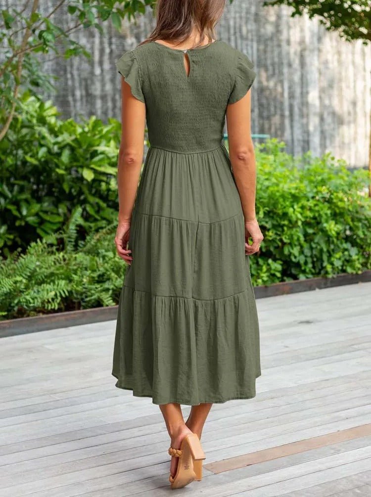 Johanna Tummy Control Tiered Midi Dress