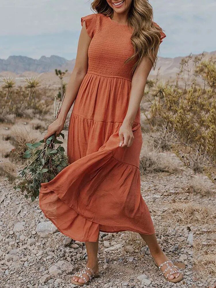 Johanna Tummy Control Tiered Midi Dress