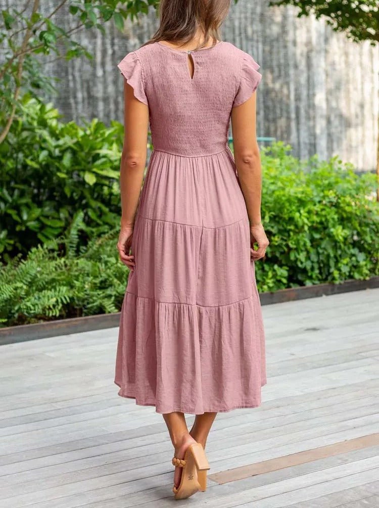 Johanna Tummy Control Tiered Midi Dress