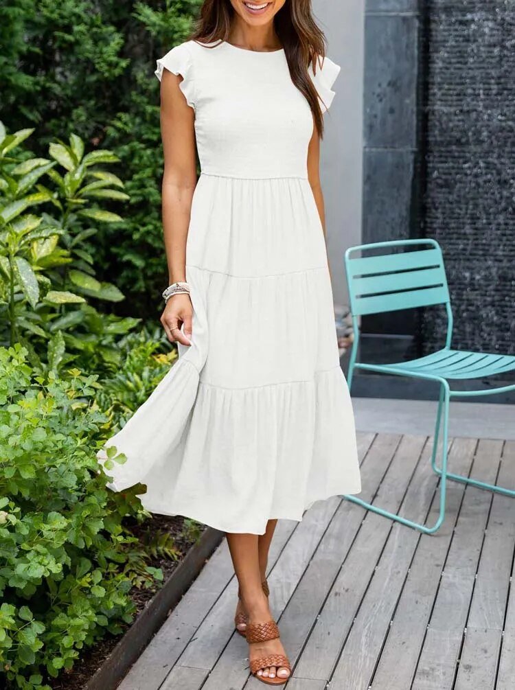 Johanna Tummy Control Tiered Midi Dress