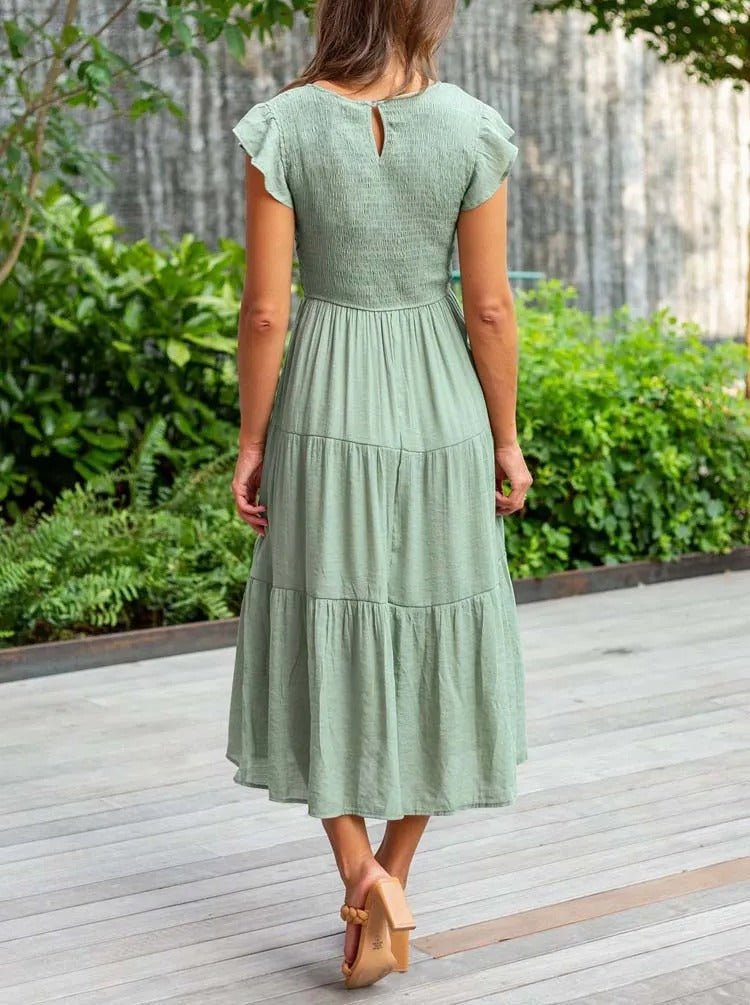 Johanna Tummy Control Tiered Midi Dress