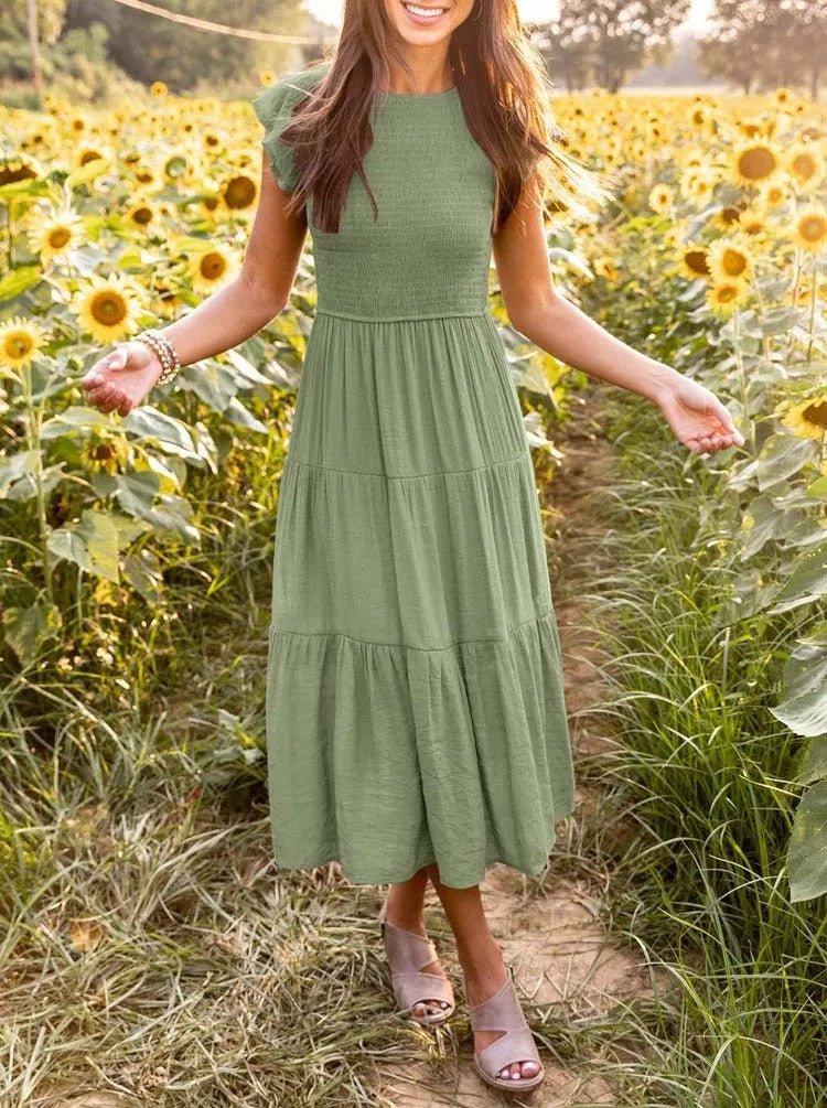 Johanna Tummy Control Tiered Midi Dress