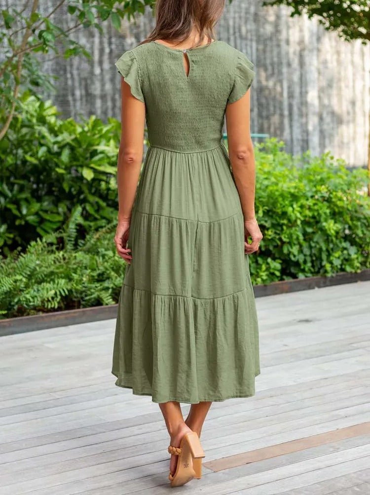 Johanna Tummy Control Tiered Midi Dress