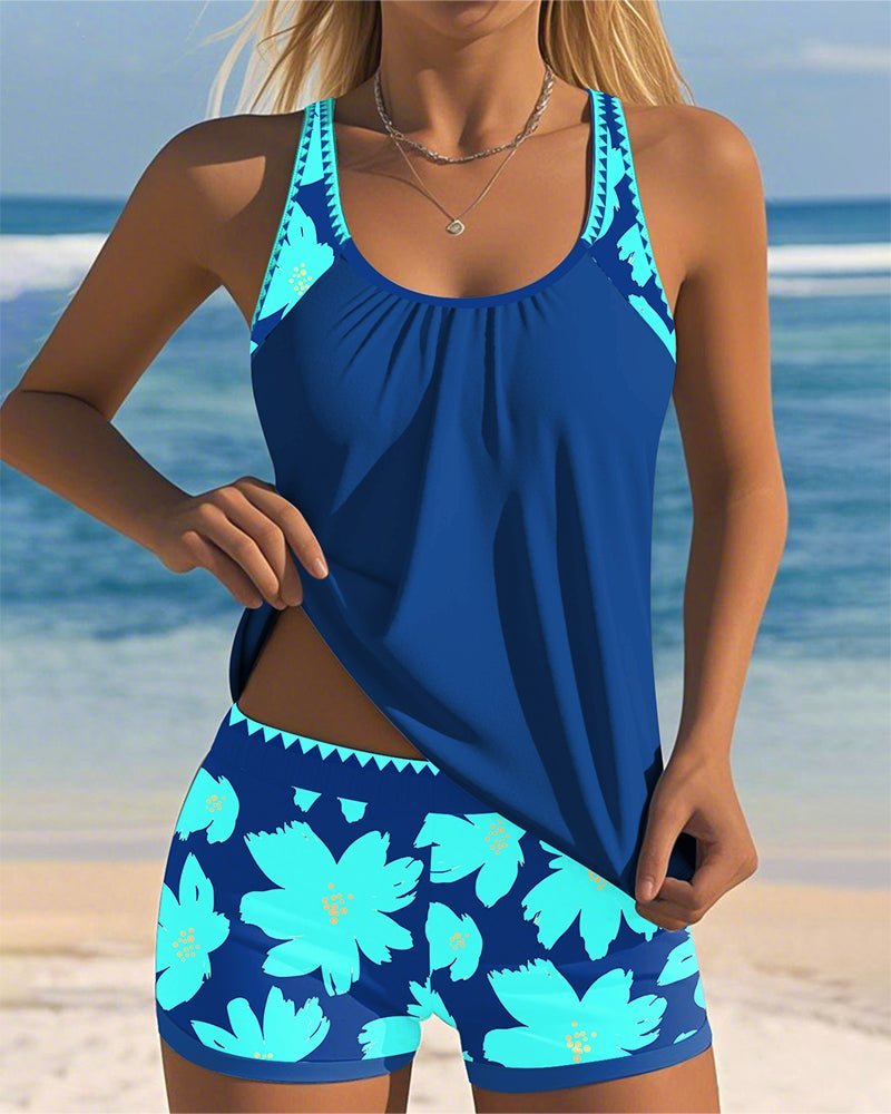 Hannah Floral Racerback Tummy-Control Tankini Set