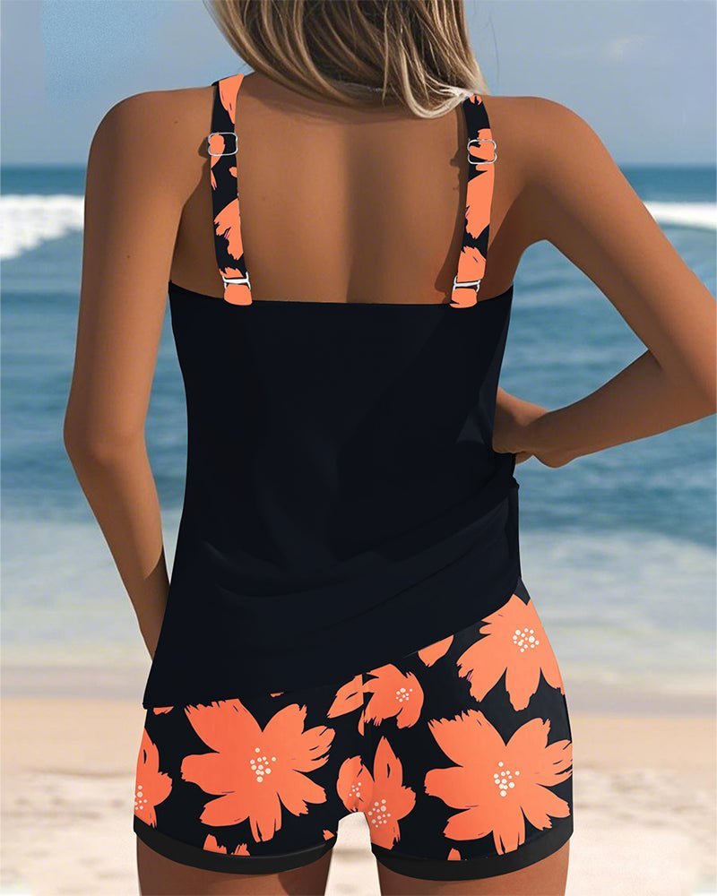 Hannah Floral Racerback Tummy-Control Tankini Set
