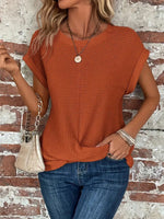 Leonie Cotton-Blend Waffle Knit Short-Sleeve Top