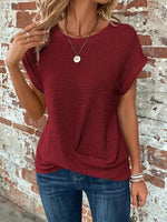 Leonie Cotton-Blend Waffle Knit Short-Sleeve Top