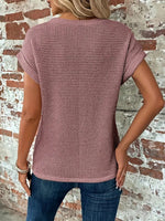 Leonie Cotton-Blend Waffle Knit Short-Sleeve Top