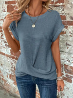 Leonie Cotton-Blend Waffle Knit Short-Sleeve Top
