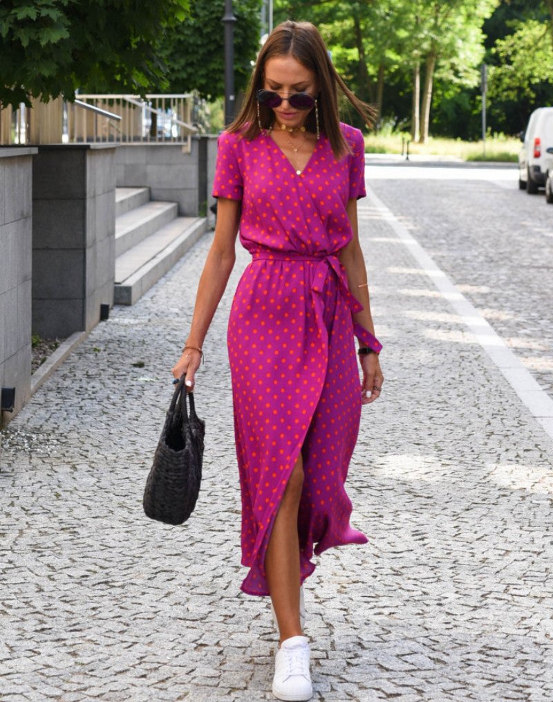 Marlene Floral Cotton Wrap Midi Dress
