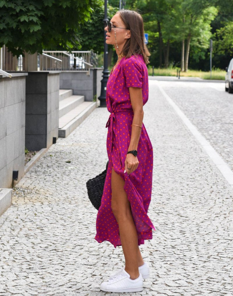 Marlene Floral Cotton Wrap Midi Dress