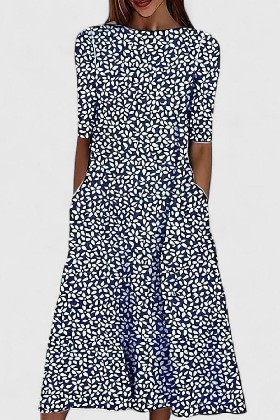Amelie Floral Cotton A-Line Midi Dress