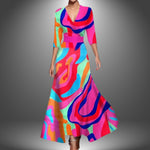 Katharina Printed Wrap Dress with 3/4 Sleeves