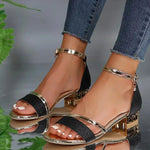 Katharina Sparkle Block Heel Ankle-Strap Sandals