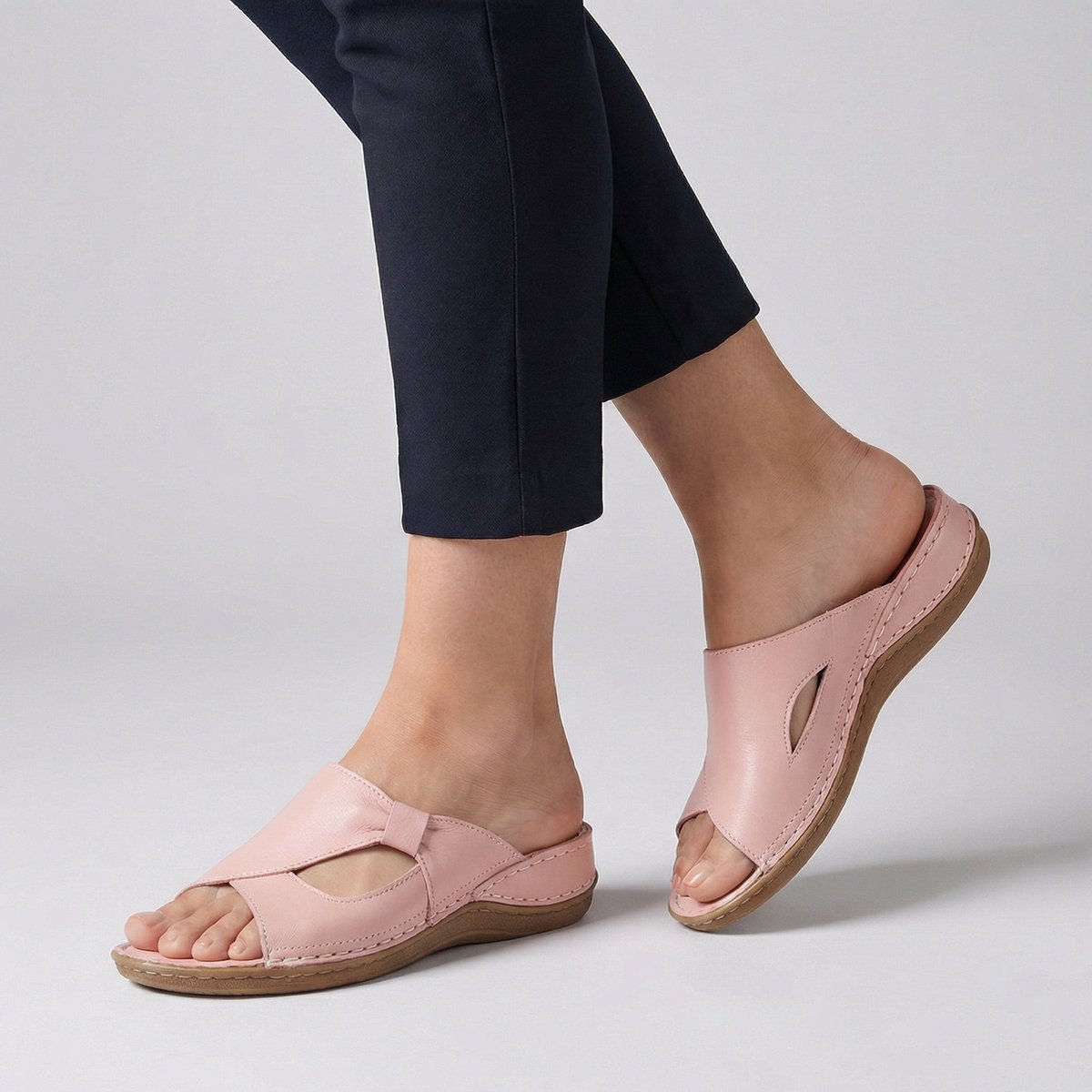 Elisabeth Cut-Out Flat Mule Sandals
