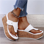 Marie Cork Wedge Thong Sandals with Bow Detail