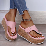 Marie Cork Wedge Thong Sandals with Bow Detail