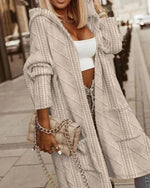 Clara Long Hooded Cable-Knit Cardigan